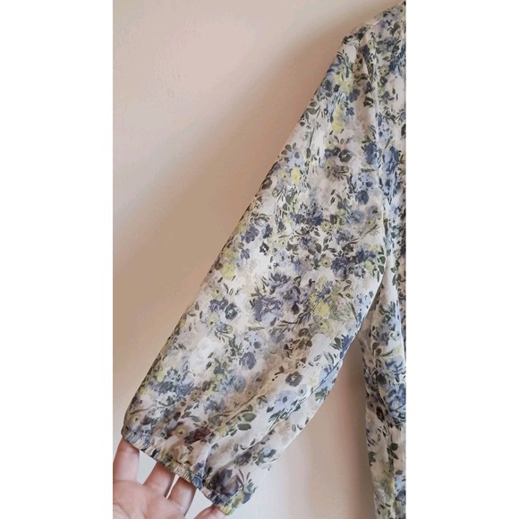 Maurices Floral Semi Sheer Duster Kimono Size L Ruffle Hem Boho - Picture 3 of 9